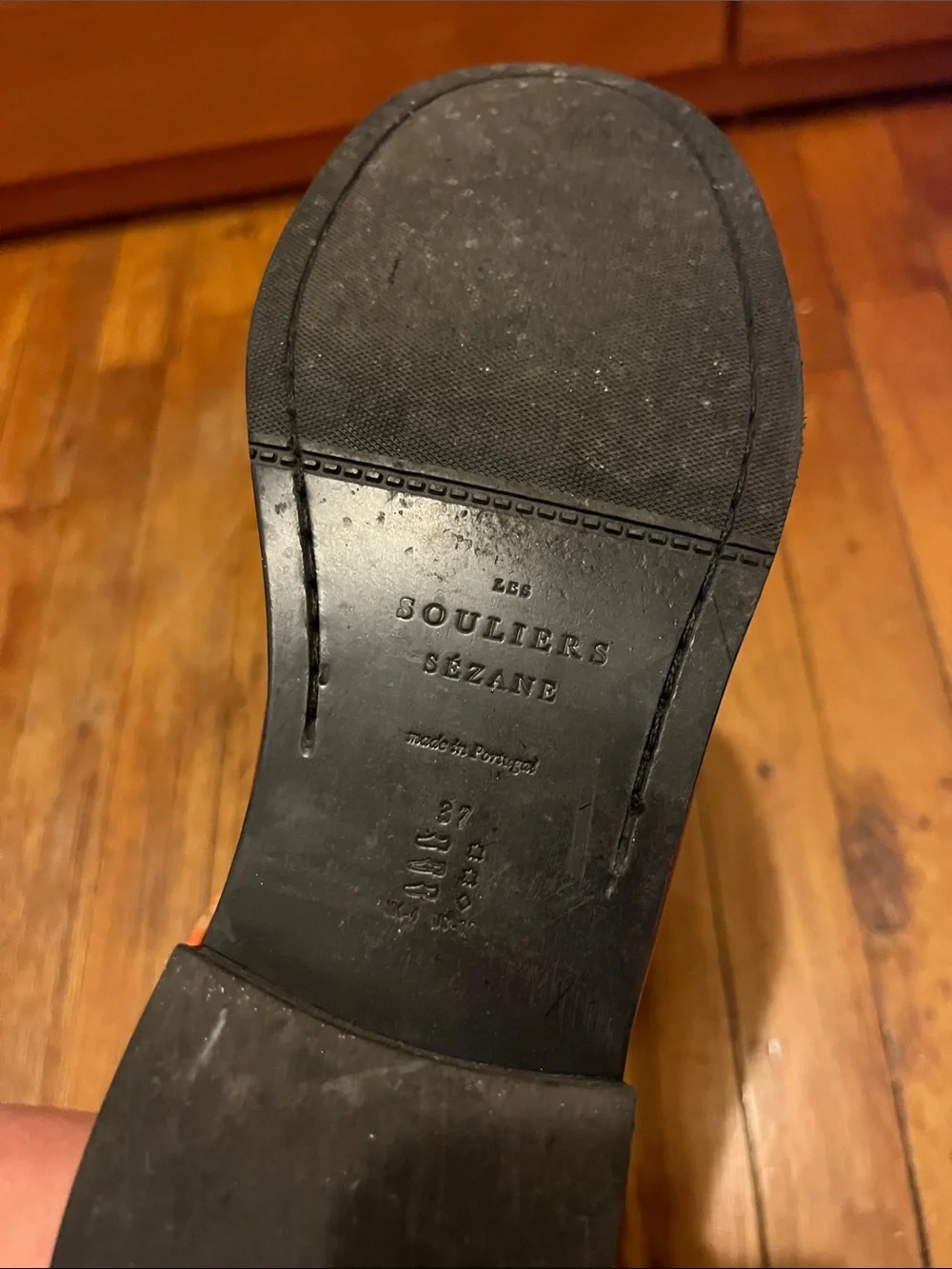 Sézane red Vicky leather loafer